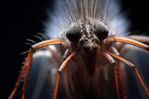 AI generated Macro image showcasing the delicate, feather-like antennae of a moth. Generative AI photo