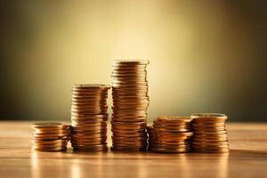 AI generated A stack of coins with a concept of financial success and achievement. Generative AI photo