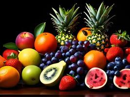 AI generated Different Types of Fresh Fruits photo