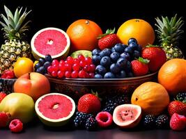 AI generated Different Types of Fresh Fruits photo