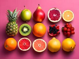 ai generado diferente tipos de Fresco frutas foto