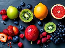 AI generated Different Types of Fresh Fruits photo