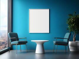 AI generated Corporate Indoor Poster Mockup Frame, Blank Frame Poster Mockup photo