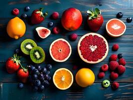 AI generated Different Types of Fresh Fruits photo