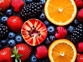 AI generated Different Types of Fresh Fruits photo