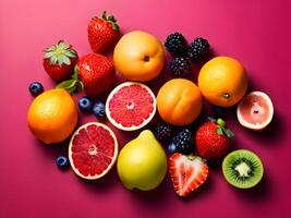 ai generado diferente tipos de Fresco frutas foto