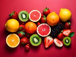 AI generated Different Types of Fresh Fruits photo