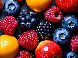 AI generated Different Types of Fresh Fruits photo