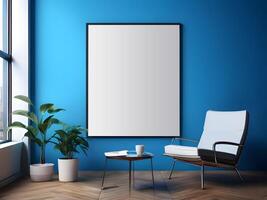 AI generated Corporate Indoor Poster Mockup Frame, Blank Frame Poster Mockup photo