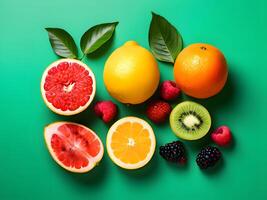 AI generated Different Types of Fresh Fruits photo