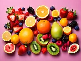 AI generated Different Types of Fresh Fruits photo