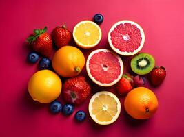 AI generated Different Types of Fresh Fruits photo