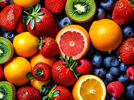 AI generated Different Types of Fresh Fruits photo