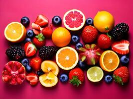 AI generated Different Types of Fresh Fruits photo