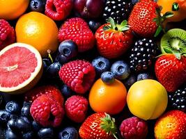 AI generated Different Types of Fresh Fruits photo