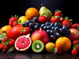 ai generado diferente tipos de Fresco frutas foto