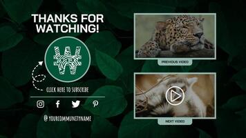 Wildlife Volunteer Youtube End Card Template