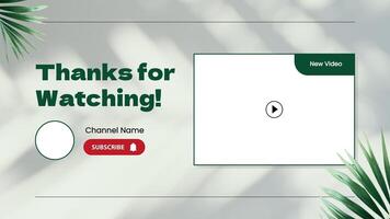 green minimalist youtube thumbnail end card template