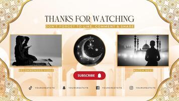 Eid Al Fitr Youtube Thumbnail End Card with Mosque and Islamic Frame template