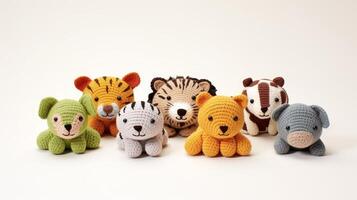 AI generated Crocheted baby toys in adorable animal shapes. Generative AI photo
