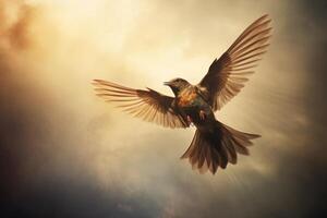 AI generated A bird's freedom expressed in its soaring flight. Generative AI photo