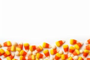 AI generated A candy corn border for Halloween invitations. Generative AI photo