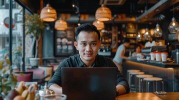 AI generated Man Working at Laptop photo