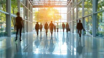 AI generated Group of People Walking Through Lobby photo