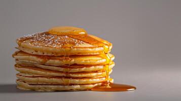 AI generated Stack of Pancakes Covered in Syrup photo