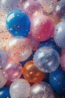 AI generated Colorful Balloons Covered in Confetti photo