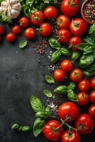 ai generado blanco cuenco lleno con rojo Tomates foto