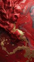 AI generated Red and Gold Abstract Painting on Red Background photo