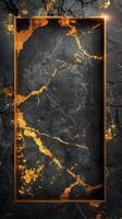 AI generated Black and Gold Marble Background With Gold Frame photo