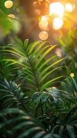 AI generated Plant Close Up With Sun Background photo