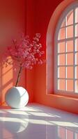 AI generated White Vase Holding Pink Flower photo