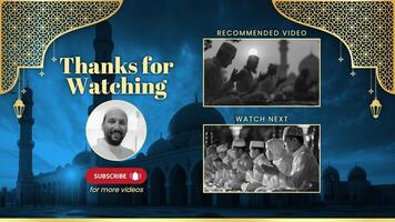 Eid Al Fitr Youtube Thumbnail End Card with Mosque Background template