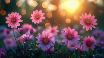 ai generado cerca arriba de flores agrupados en árbol rama foto