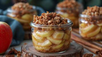 ai generado vaso tarro de manzana patatas fritas por Fresco manzana foto