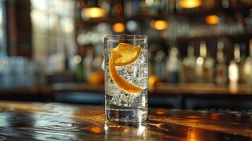 AI generated Close Up of Water Glass With Orange Slice photo