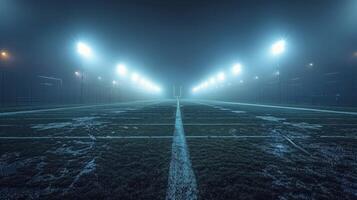 AI generated Bright Lights in Empty Parking Lot at Night photo
