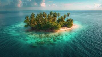 ai generado un pequeño isla en el medio de el Oceano foto