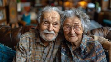 ai generado hombre y mujer sentado juntos foto