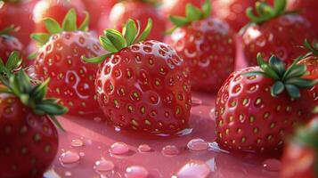 AI generated Close Up of a Group of Strawberries photo