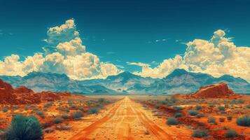 AI generated Remote Dirt Road Passing Through Open Country photo