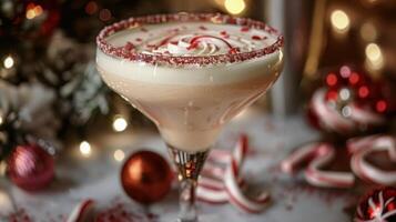 ai generado bebida en vaso por Navidad árbol foto