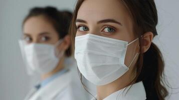 AI generated Man and Woman Wearing Surgical Masks photo