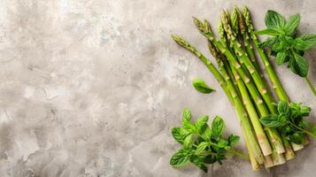 AI generated Bunch of Asparagus on Table photo