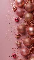 AI generated Group of Blue and Red Ornaments on Pink Background photo