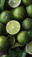 AI generated Shiny Limes Covered in Water Droplets photo