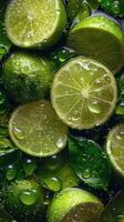 AI generated Shiny Limes Covered in Water Droplets photo